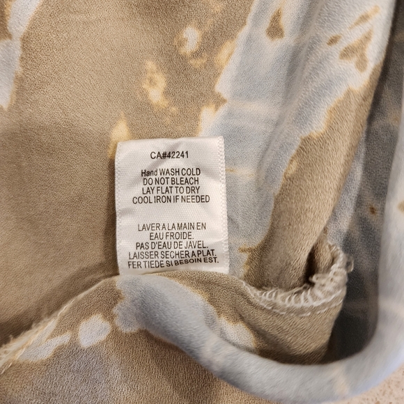 YOUNG FABULOUS & BROKE “Tress” Tie Dye Blouse Size Large 3/4 Sleeves Tan Boho - Picture 6 of 12